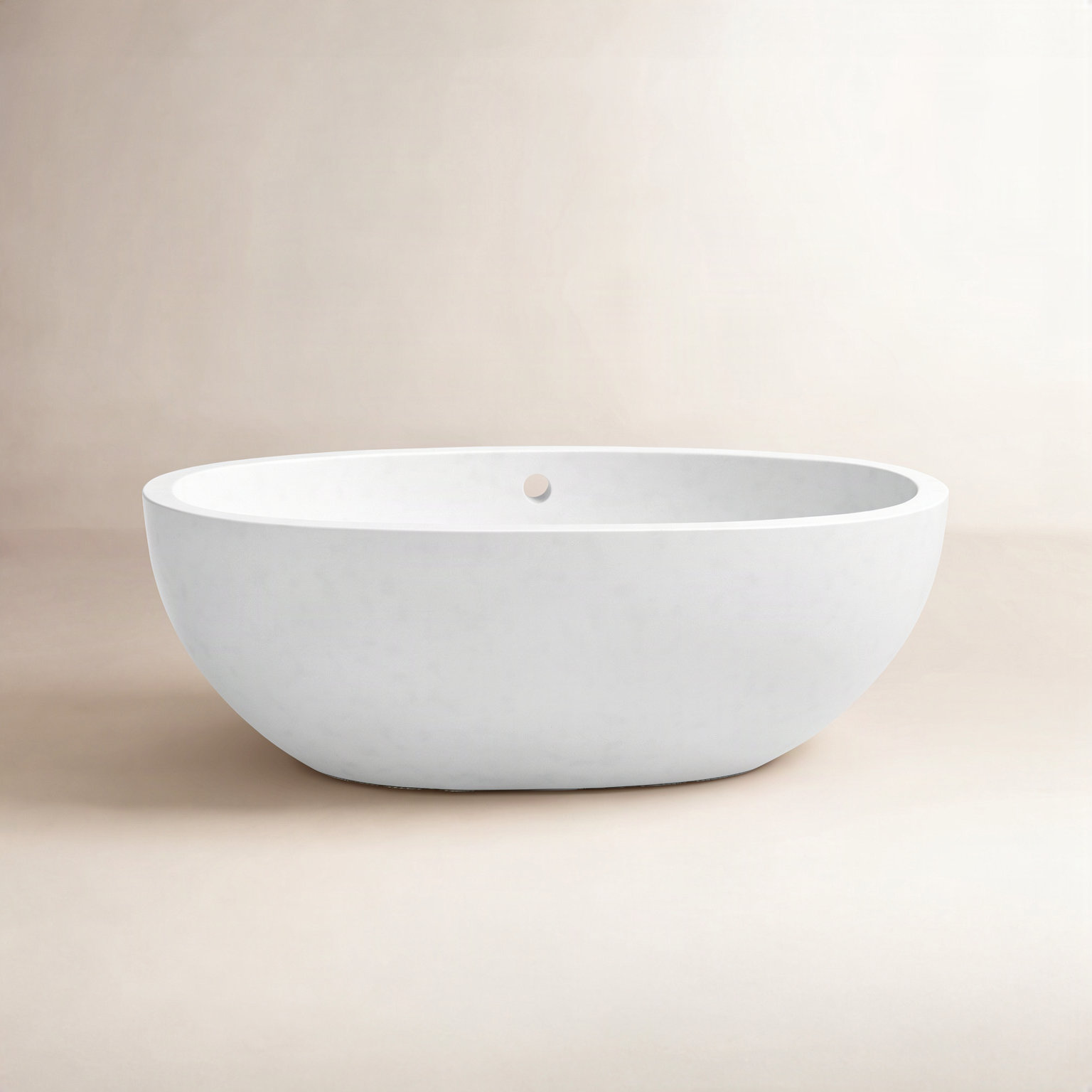 Avalon NativeStone Concrete Freestanding Oval Soaking Bathtub, 21" H x 36" W x 62" L, Pearl