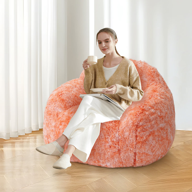 Fauteuil à billes Soft Fluffy, Polyester orange