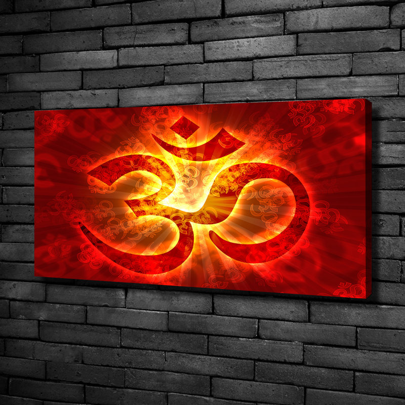 A Burning Om Sign - Wrapped Canvas Print