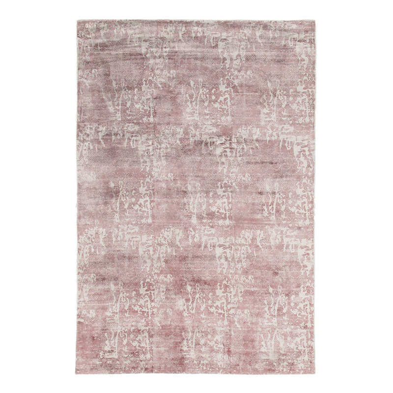 Tapis moderne noué à la main rose clair 4 pi x 6 pi