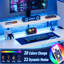 Gaming Table With LED Light, 120Cm Computer Table With Monitor Stand, L-Shaped Table With Headphone Hook-2096959388