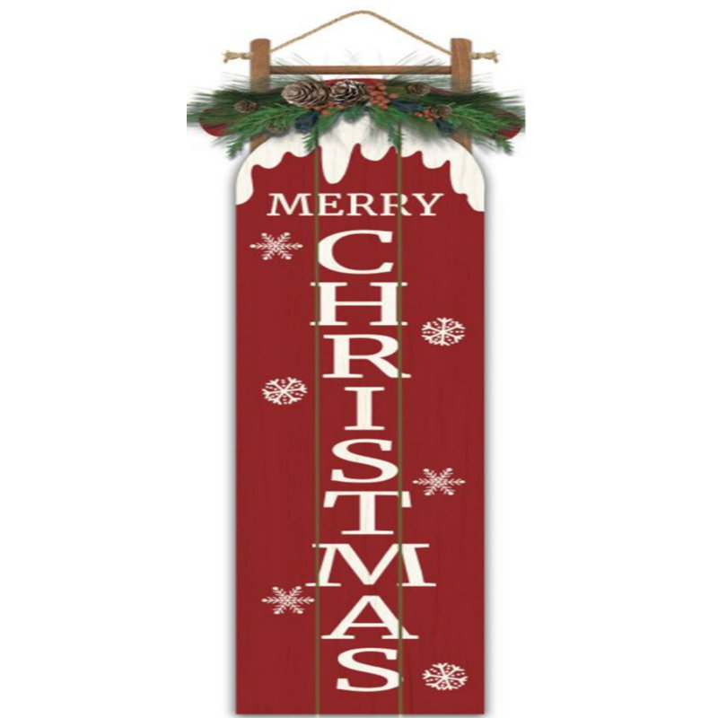 Snow Sled Merry Christmas Porch Sign - 55.75"