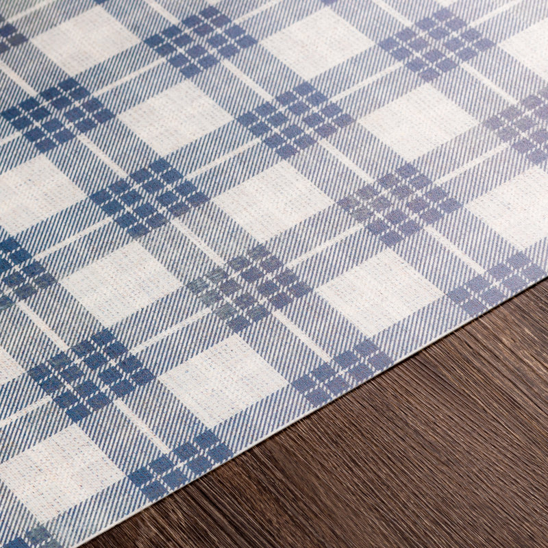 Bharat Vinyl Plaid Indoor Rug, Rectangle 6'6" x 8'2"