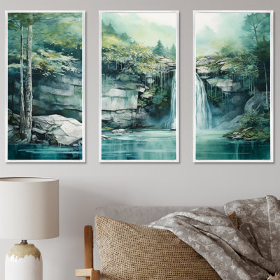 «Waterfall Cliff Scenery Magic - Waterfall», ensemble de reproductions d'art mural