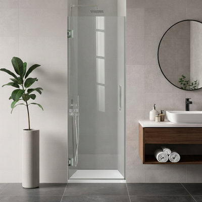 Frameless Hinged Shower Door With 180° Swing 5/16" Tempered Glass Panel For Walk-in Showers, Standard Door