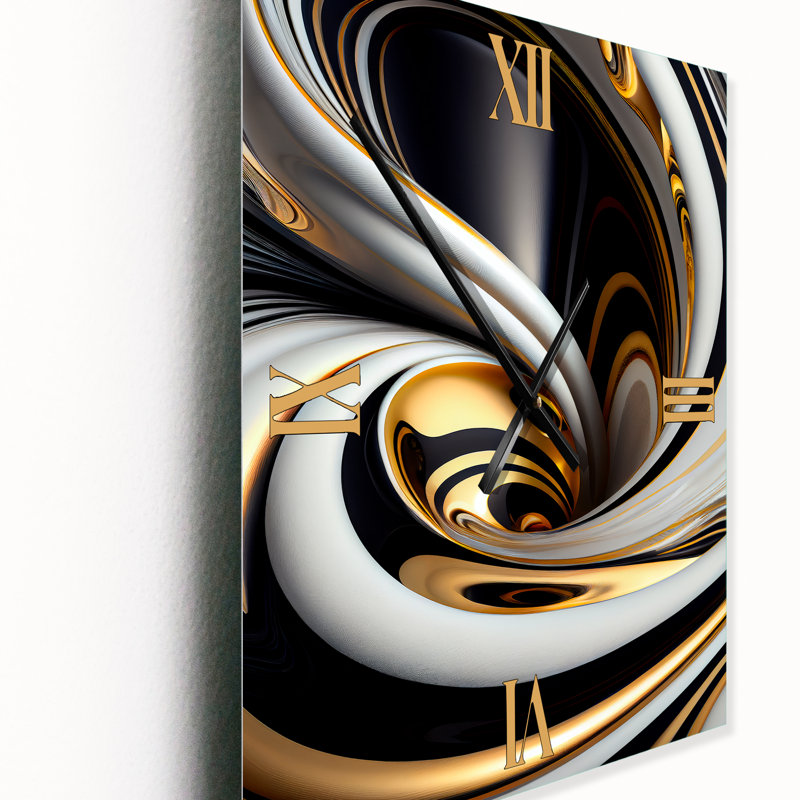 Horloge murale moderne surdimensionnée dorée en noir et blanc, H 28 po x l 12 po x P 1 po