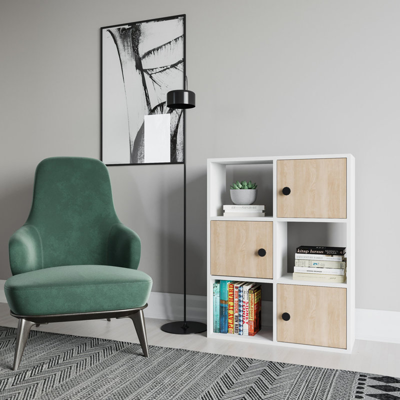 Tilton Bookcase, (3 Shelves) 28"H x 37"W x 10"D, White/Oak