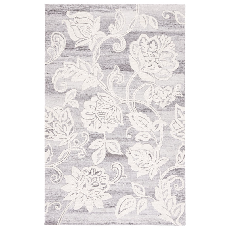 Tapis floral touffeté à la main Jardin, Rectangle 6 pi x 9 pi