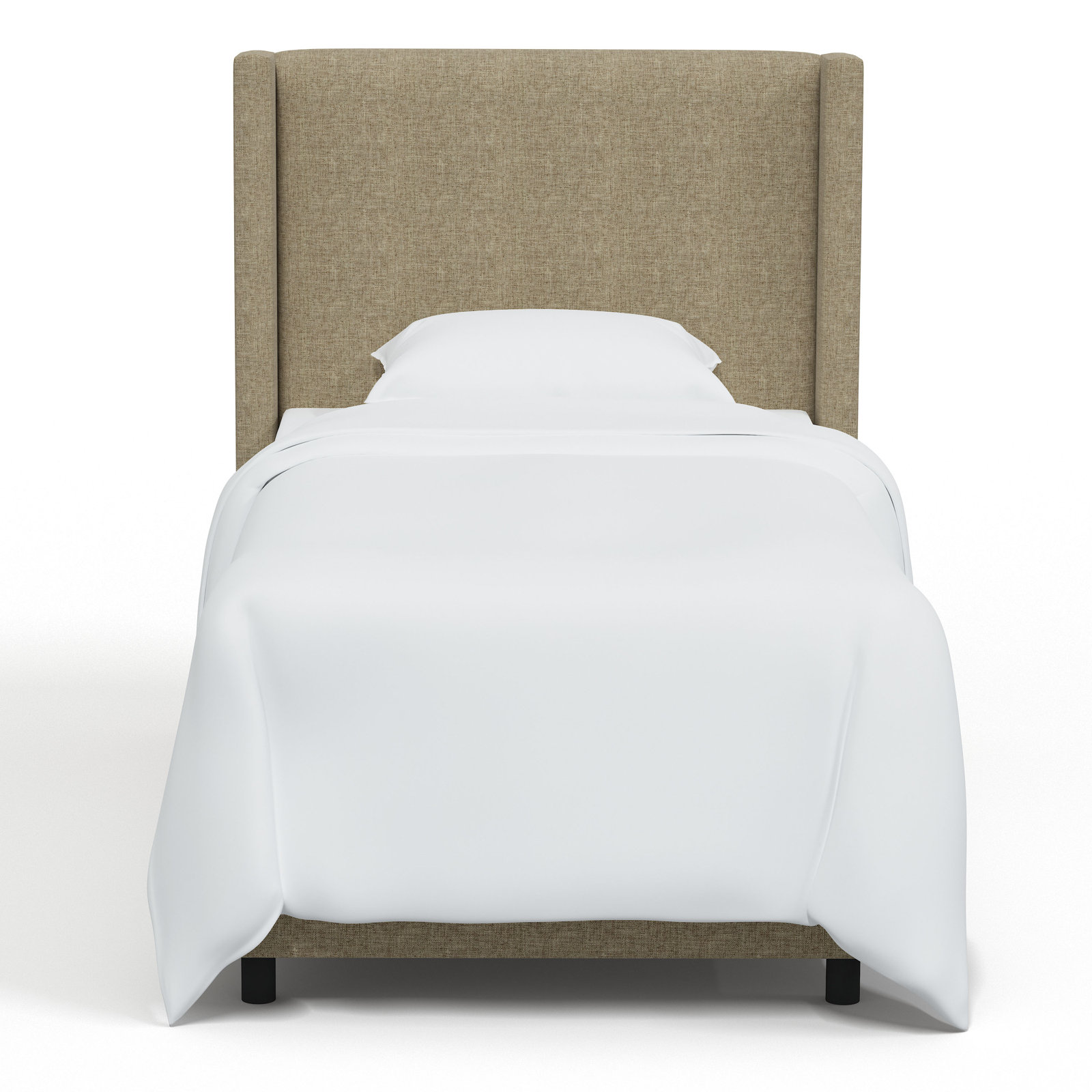 Hanson Upholstered Wingback Bed, Twin, Zuma Natural Textured Linen