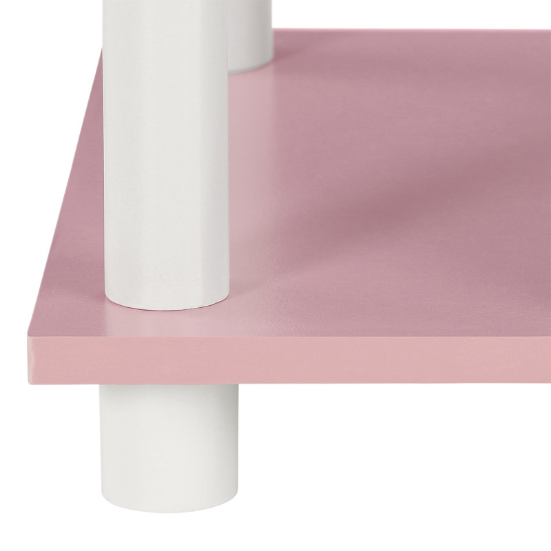 75.2cm H x 29.5cm W Corner Bookcase, Light Pink/White