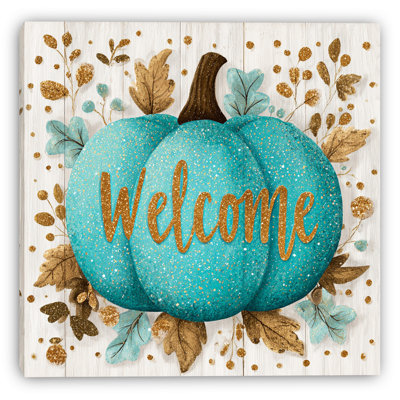 «Blue Pumpkin Welcome», art mural sur toile tendue