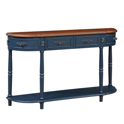 52" Retro Curved Wood Console Table