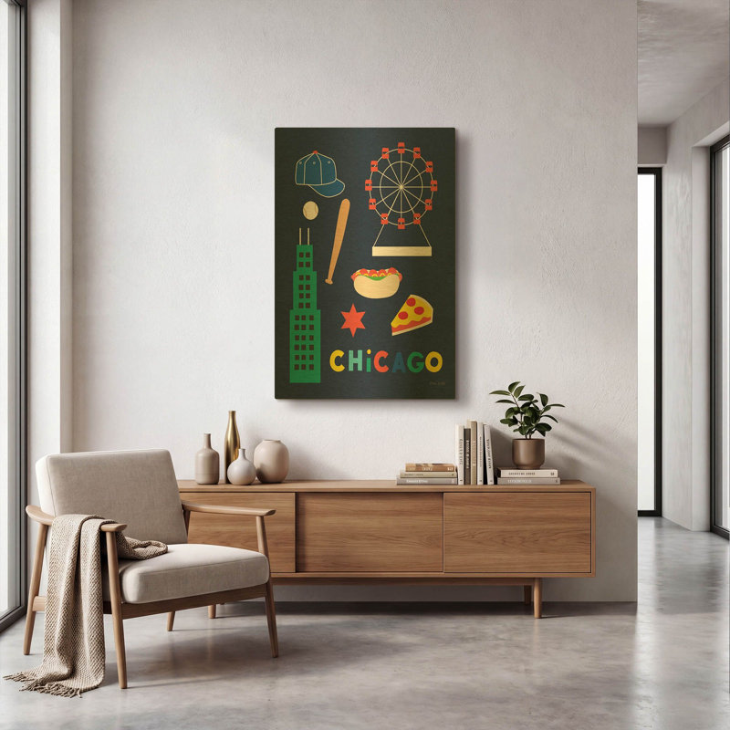 « Chicago, ville et divertissement » par Ann Kelle, tableau mural en métal doré, 61 cm x 91 cm, 24 po x 36 po
