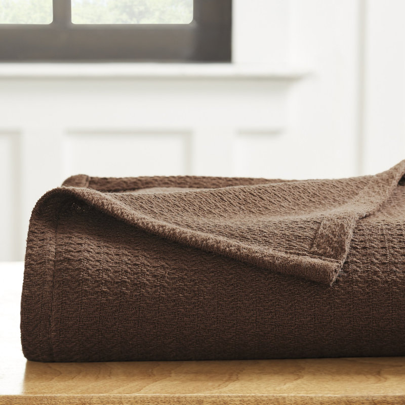 Superior Waffle Weave Honeycomb Knit Soft Textured All-Season 100% Cotton Blanket, King, Chocolate