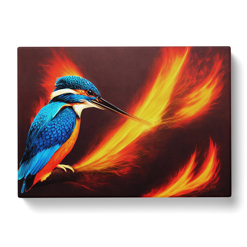 Astonishing Kingfisher Bird - Wrapped Canvas, 35cm H x 50cm W x 3cm D