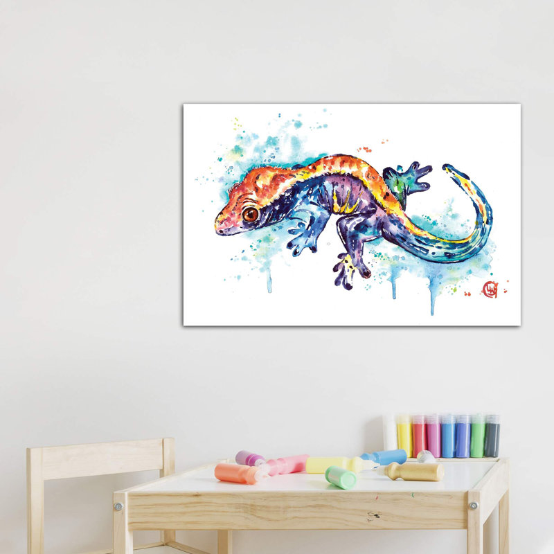 «Gecko» par Lisa Whitehouse - impression d'art graphique, H 26 po x l 40 po x 1,5 po, Toile tendue, Pas de tapis