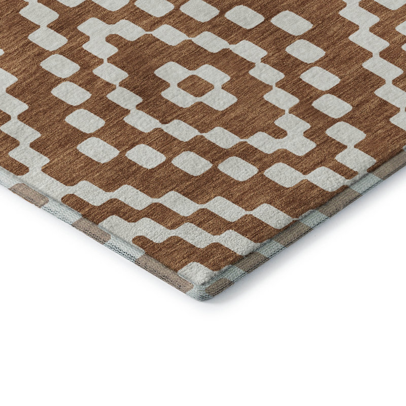 Tapis terre cuite lavable à la machine Premium Prisco, Rectangle 10 pi x 14 pi