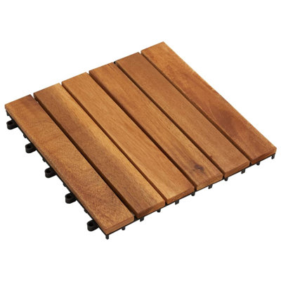 Felker vidaXL Decking Tiles, 11.8"x11.8", Solid Acacia Wood, Weather Resistant