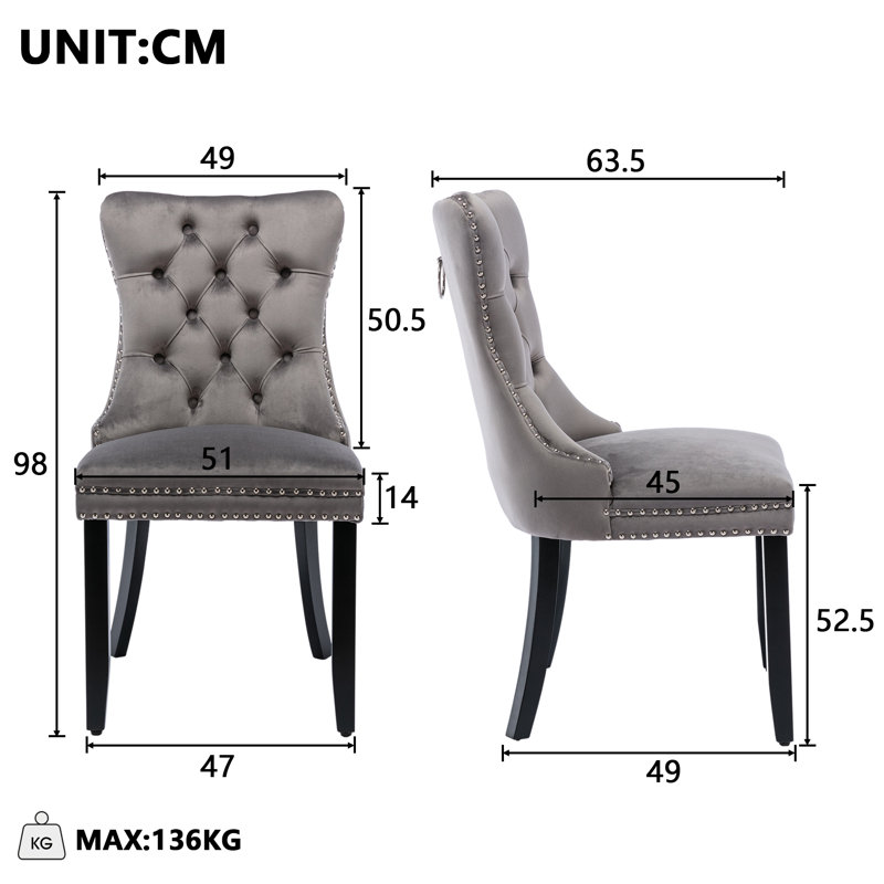 Atherton 52.5cm H Velvet Upholstered Parsons Chair, Dark Grey