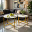 Ensemble de 2 tables gigognes de style industriel avec structure en métal robuste, plateau en bois d'ingénierie, brun et noir rustique Hommoo-132677312