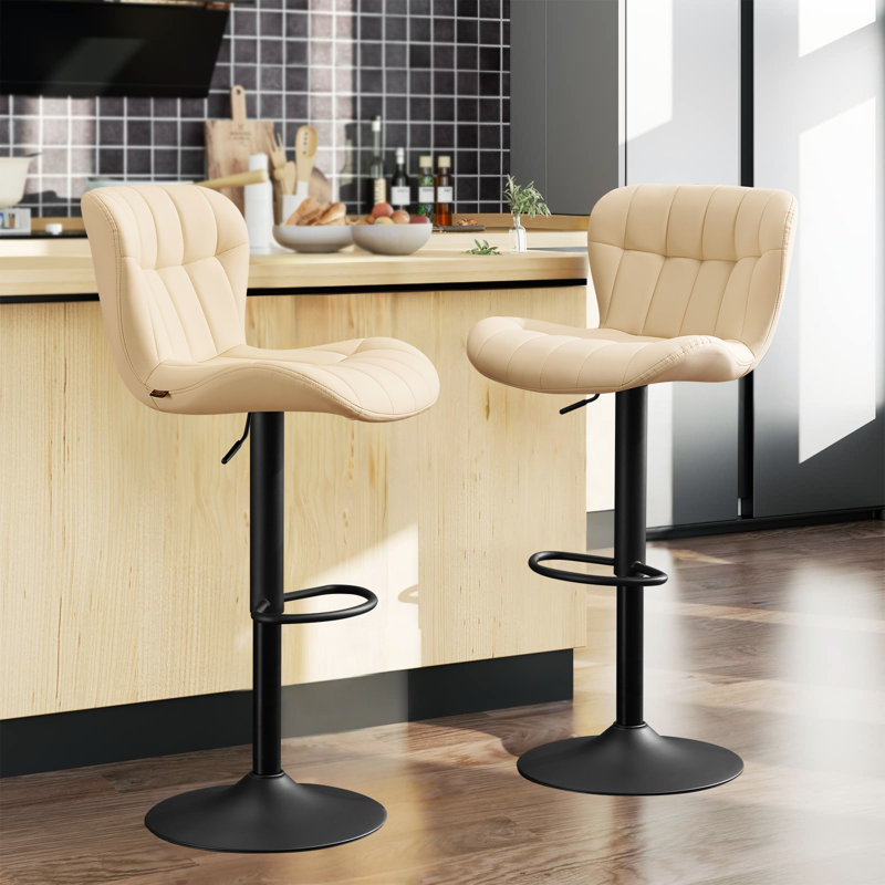 Tabouret de bar pivotant et réglable, Blanc, 2