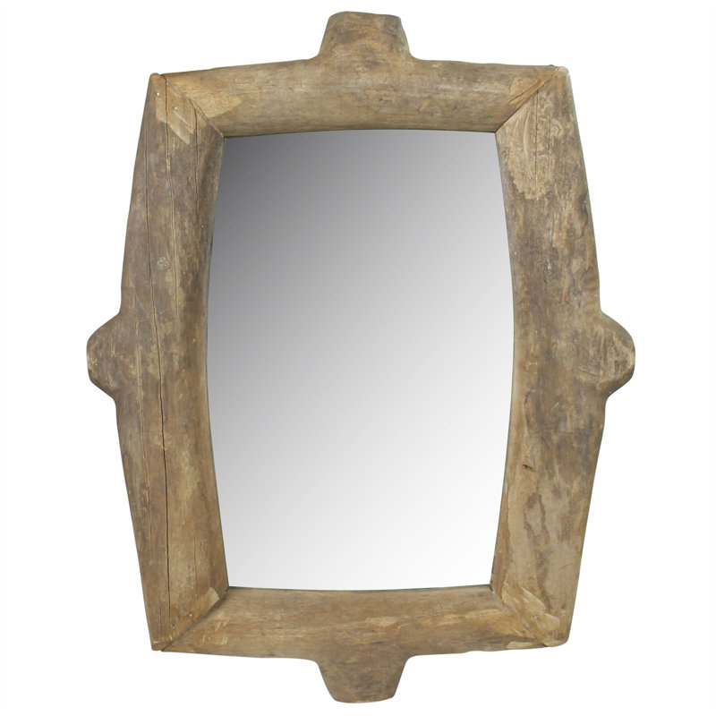 Miroir mural en bois naturel, Brun, 21,5 po x 14 po