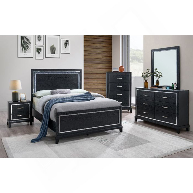 King Panel Bed Black