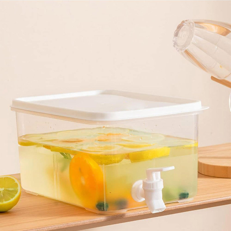 5L Fridge Beverage Dispenser  - Large Drink Dispenser, With Faucet Design - Made Of High-Quality PP Plastic - For Both Cold And Hot Drinks – Perfect  For Milk, Fruit, Fusion, Ice Teas And Juices
