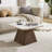 Modern Rectangular Travertine Textured Stone Coffee Table With Solid Wood Base For Living Room-244173191