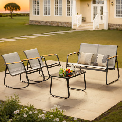Ahomly 4 - Person Outdoor Patio Rocking Set