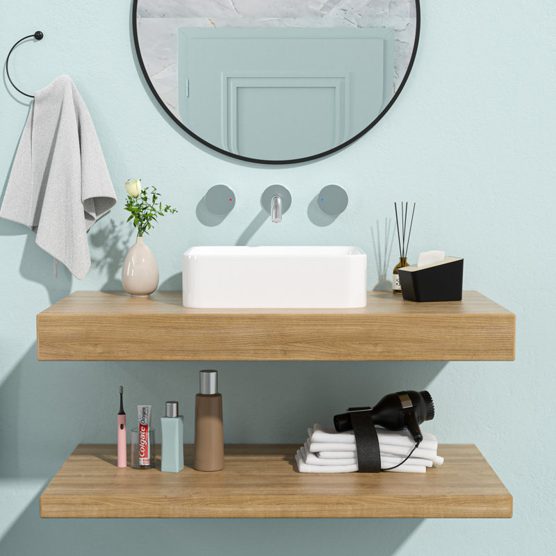 Stufurhome 15'' White Ceramic Rectangular Bathroom Sink