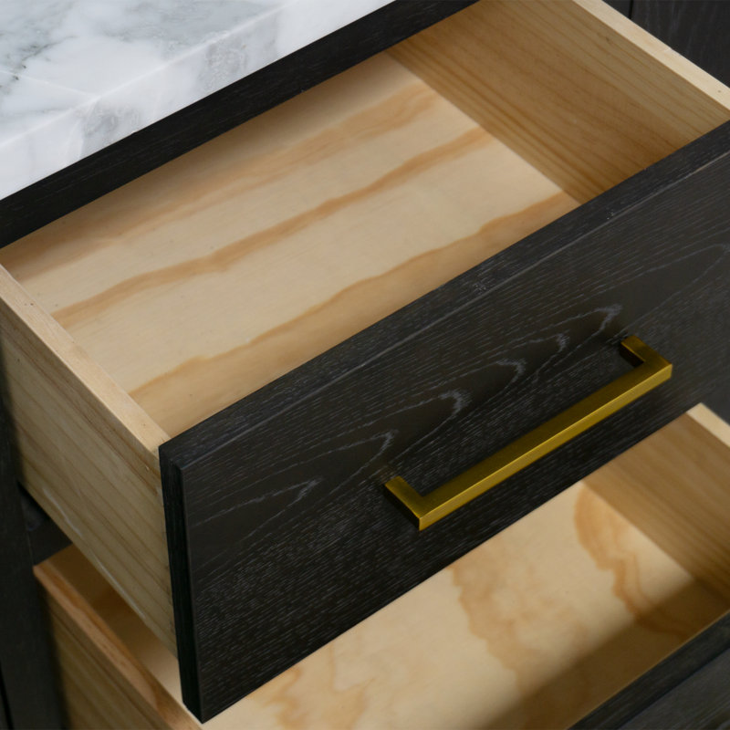 Calgary 60" Double Bathroom Vanity Set, Dark Oak