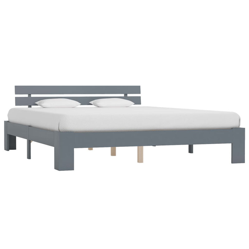 vidaXL Bed Frame Solid Pine Wood, Super King (6'), Grey