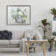 Cadre flottant ivoire et bleu en forme d'hortensia, design par Nan-1088842243-1088842242