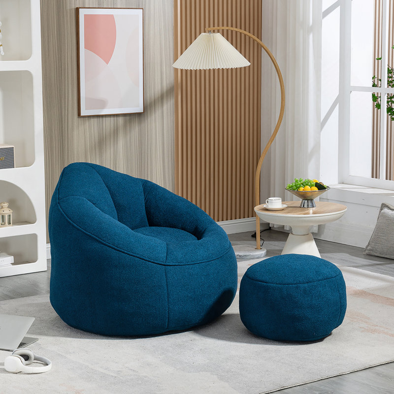 Fauteuil à billes Bedding, Microfibre bleue
