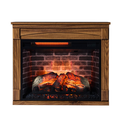 28" Electric Fireplace For Living Room - 1500W Heat Output, Easy To Move With Pulley, 4 Adjustable Brightness Settings, /Ul 28 Inch Entertainment 64F 82F Temperature Range, Double , Replaceable