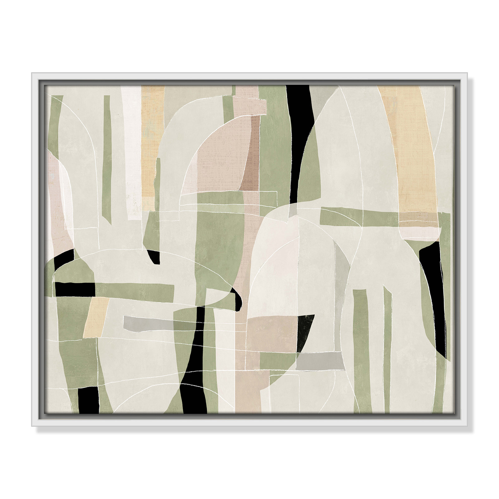 Sunny Barcelona - Floater Frame Canvas, 21.5" W x 17.5" H, White