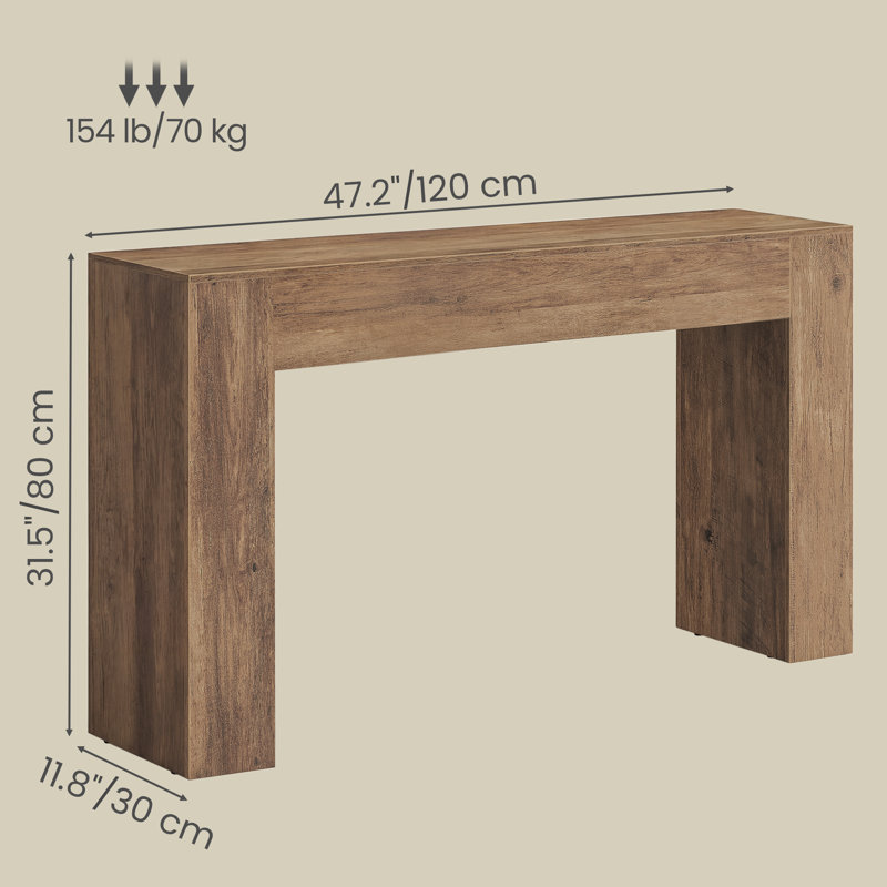 47" Console Table, Narrow Behind Couch Table, 32" H x 47" W x 12" D, Brown