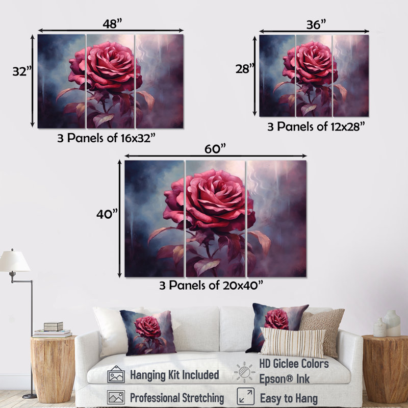 Timeless Vintage Rose - Rose Wall Decor Set, 28" H x 36" W x 1" D