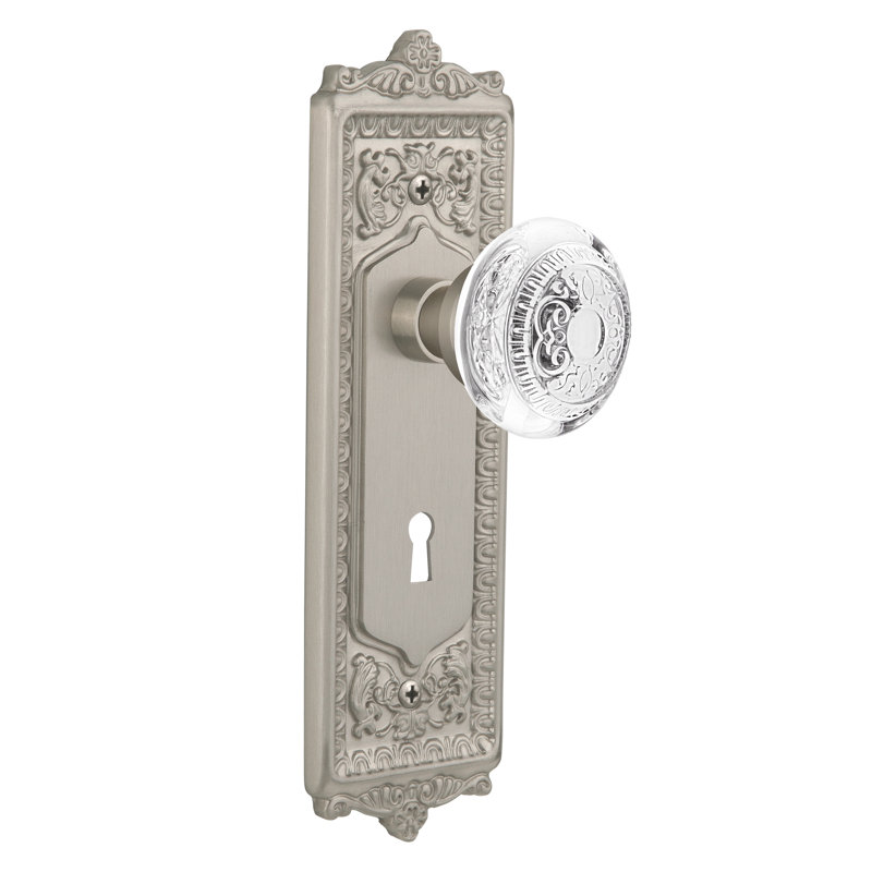 Mortaise de porte pour porte d’oeuf avec & longue plaque de fléchette, Nickel satiné
