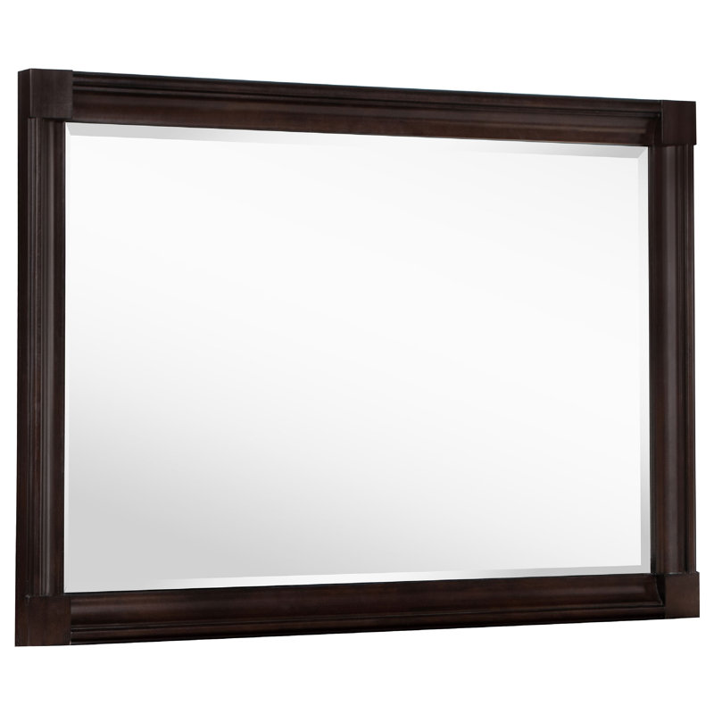 Miroir de commode Meon, cadre en bois brun foncé, rectangulaire, 32 pouces