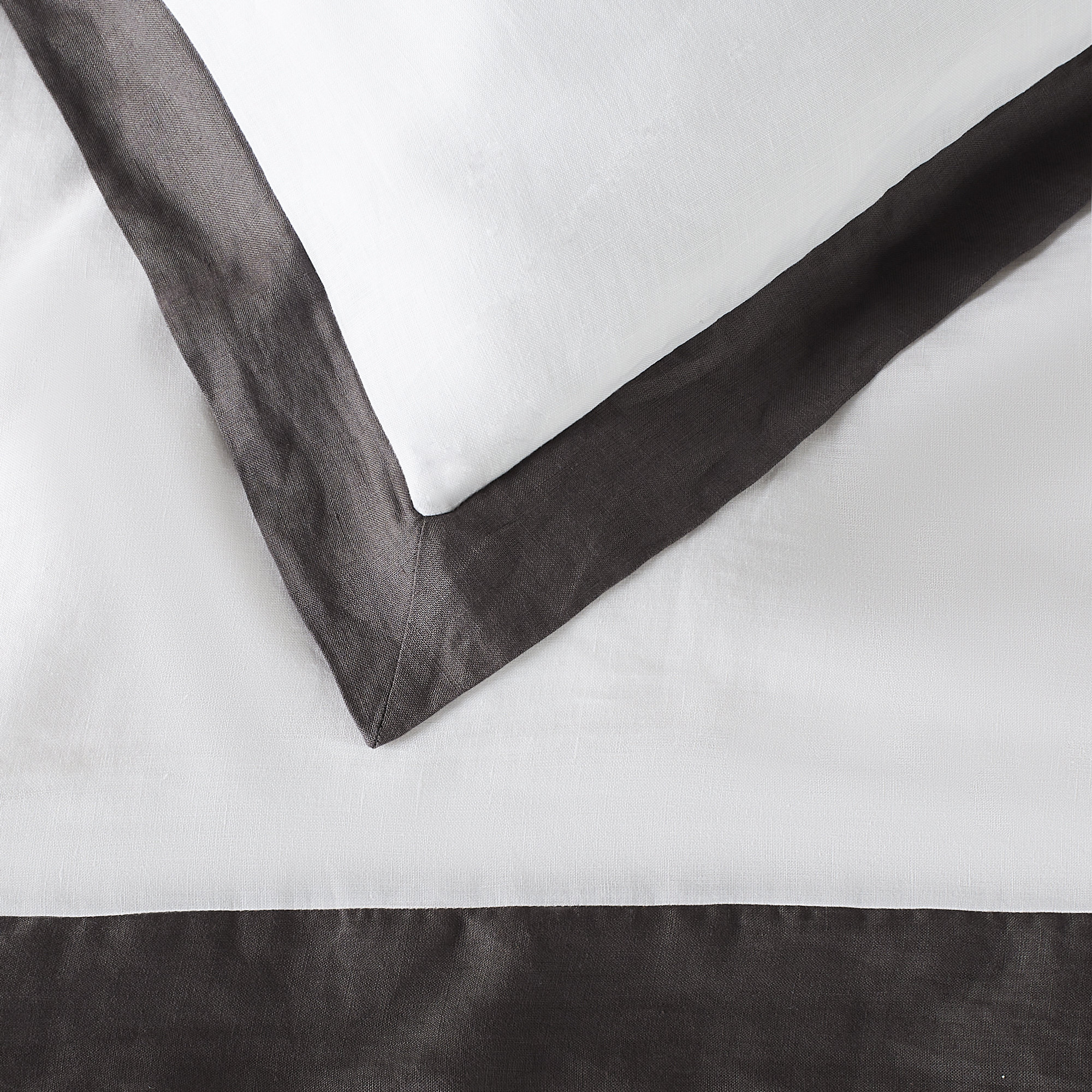 Benni Belgian Flax Linen Duvet Cover Set, Dark Gray, King Duvet Cover + 2 King Shams