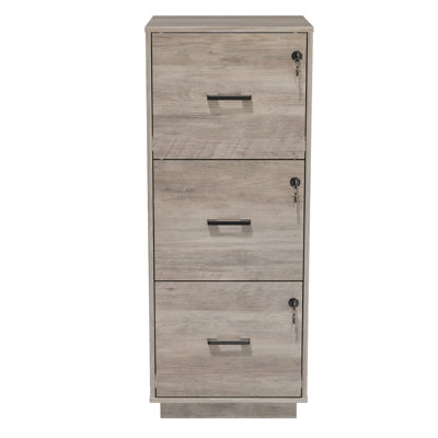 Wooden 3 Drawers File Cabinet With Lock 38.58"H