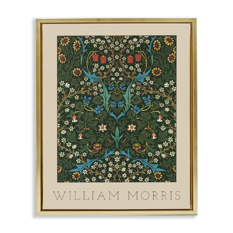 Cadre flottant Ornate Botanicals William Morris, design par Lil 'Rue, Cadre flottant métallique doré, H 21 po x l 17 po