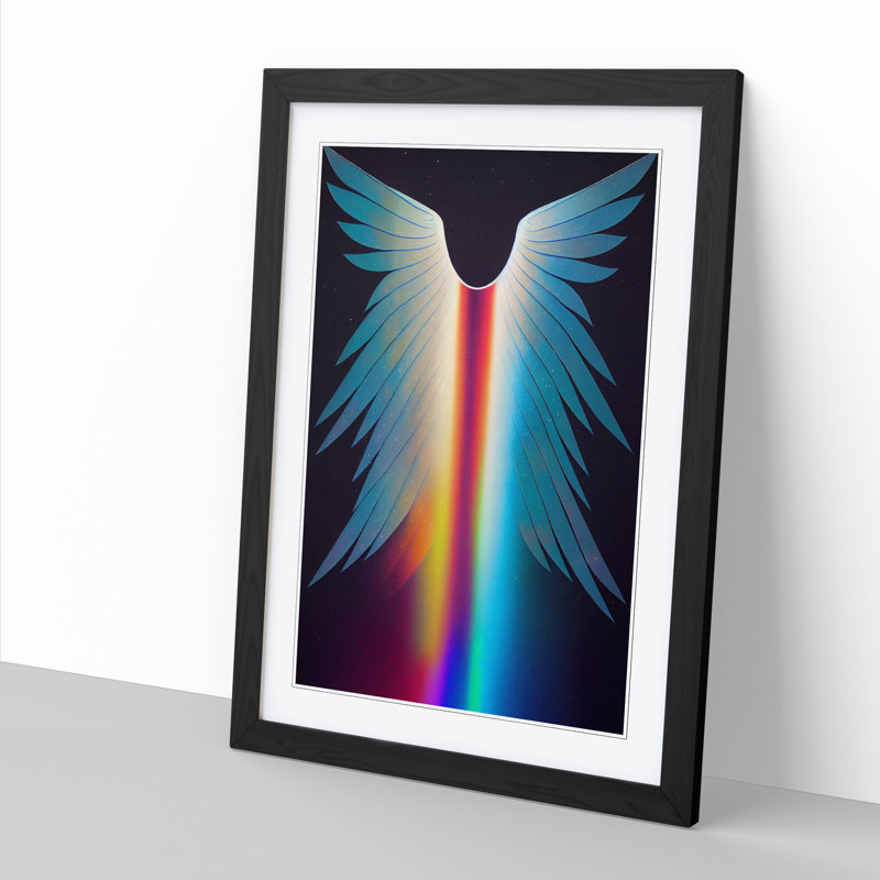 FRM-V0523-82X Angel Hydrodipped Vol.2 - Single Picture Frame Print, 64cm H x 46cm W x 2cm D, Walnut Framed