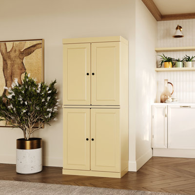 Bryani 100% Solid Wood Tall Kitchen Pantry Cabinet with Doors, Adjustable Shelves, Modular Kitchen Storage Cabinet, 32" W x 71.5" H