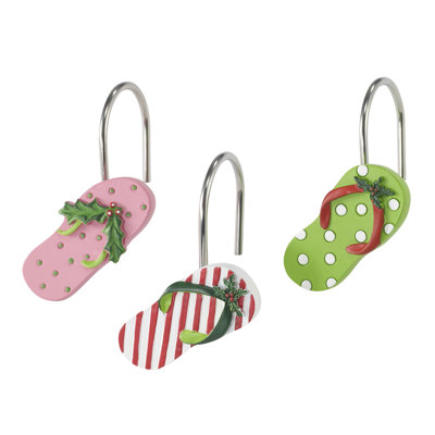 Flamingo Jingle Bath Shower Curtain Hooks