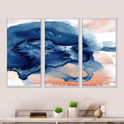 Blue and Gold Marble Clouds IV - 3 pièces, reproduction sur toile