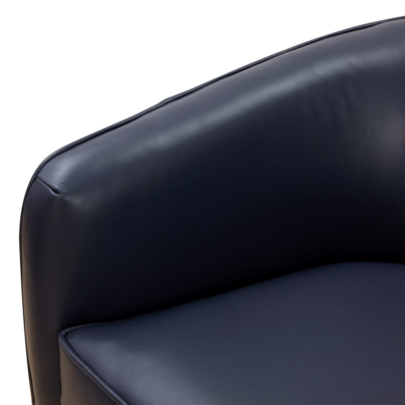 Chaise pivotante en cuir et cuir Tessa, Bleu marine foncé