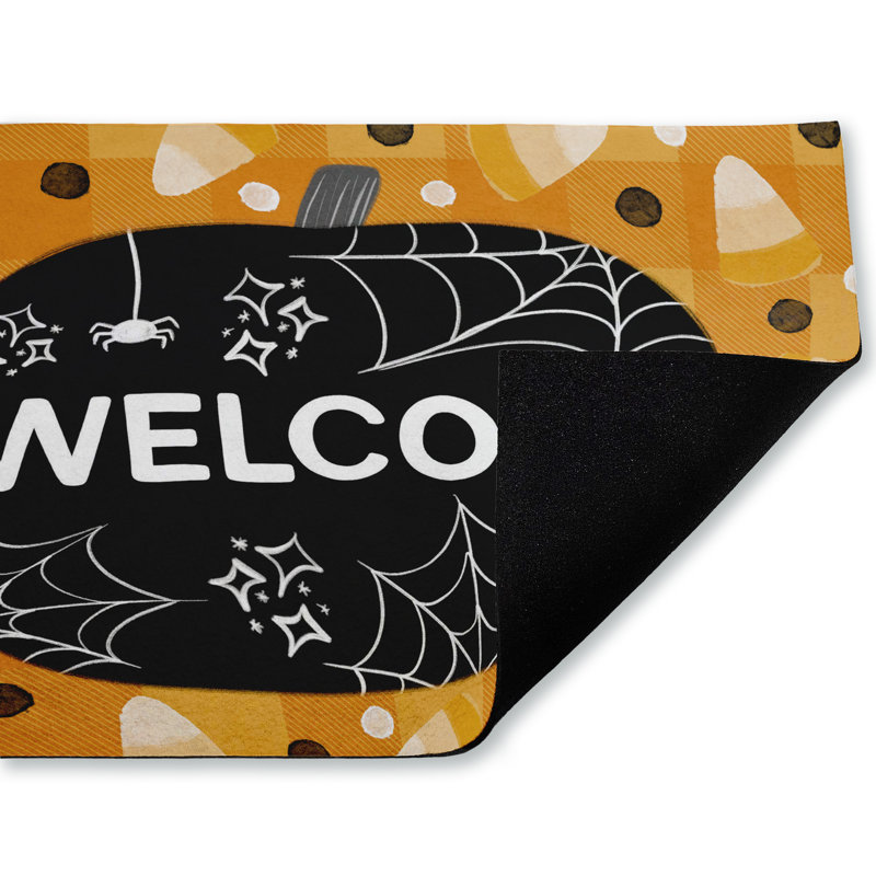 Tapis de porte d'extérieur Welcome Pumpkin Candy Corn, 18 po x 30 po